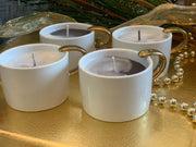 Espresso Cup Candles with Gold Handle Set of 2