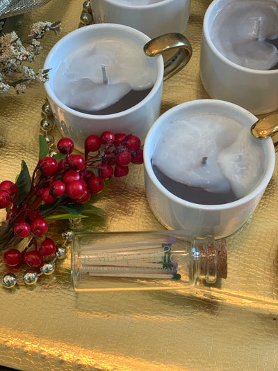 Espresso Cup Candles with Gold Handle Set of 2
