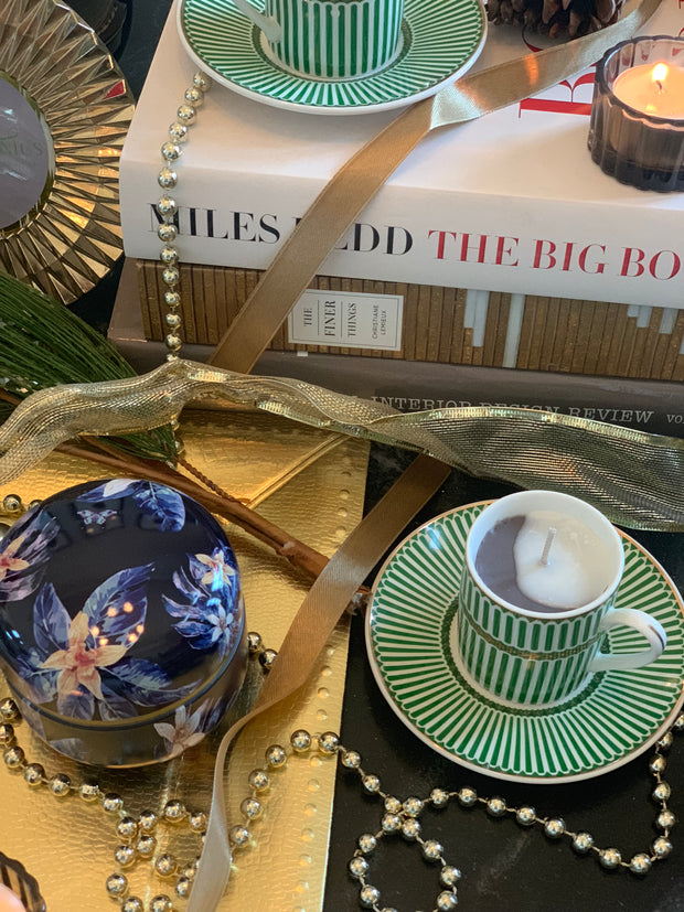 Black and Gold Floral Tin Candle