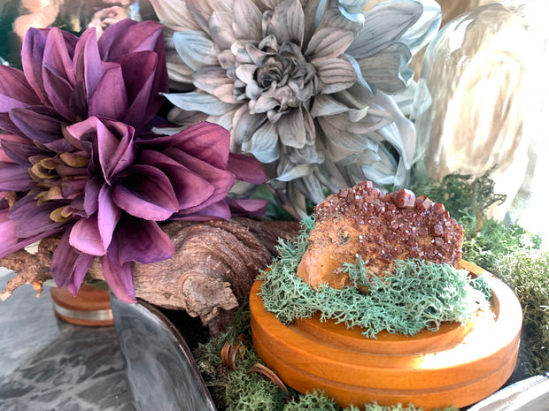 Vanadinite Crystal Specimen In Cloche Dome