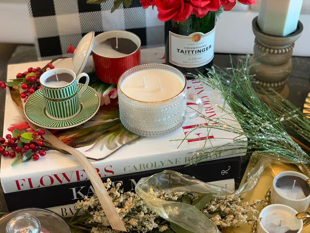 Iridescent Glass Mug with Embossed Bubbles Candle