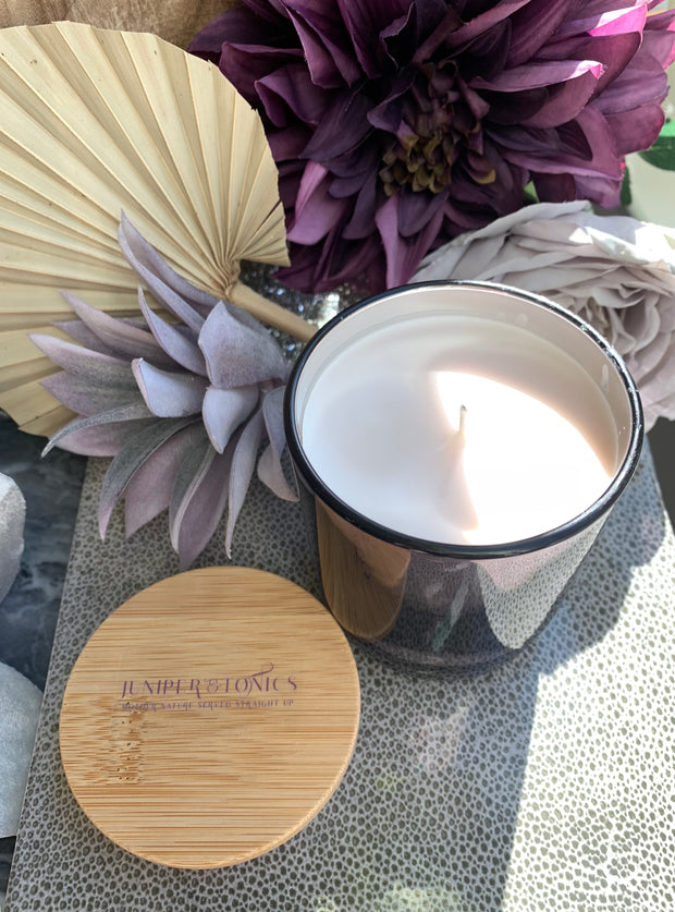 Metallic Rose and Wood Top Candle